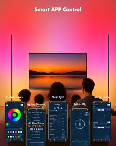 Vexinat Corner Floor Lamp, Smart RGB LED Corner Lamp with App & Remote, Modern Floor Lamp with 16 Million Colors, Music Sync, Scene Modes, Color Changing Standing Lamps for Living Room, Bedroom - Image 4