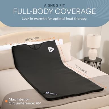 Lifepro Infrared Sauna Blanket for Detox & Relaxation – Portable Far Infrared at Home Sauna for Detox, Muscle Tension Release and Recovery – RejuvaWrap Series with Adjustable Heat Settings - Image 6