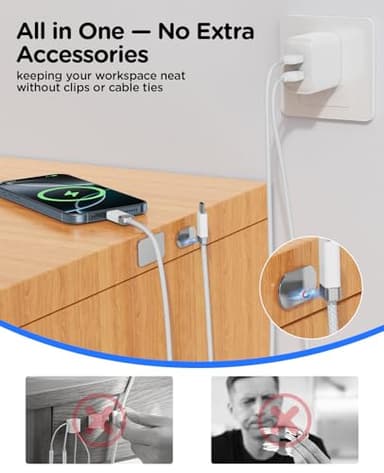 StayCable 3.3FT USB A to USB C Cable with Built-in Magnetic Holder for Nightstand, Desk and Car, 3A Fast Charging Anti-Drop Cord with 2 Adhesive Metal Plates, Braid Type-C Data Cable for iPhone 17 - Image 5