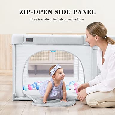 ANGELBLISS Baby Playpen, Large Baby Playard, Indoor & Outdoor Kids Activity Center with Anti-Slip Base, Sturdy Safety Play Yard with Breathable Mesh, Kid's Fence for Infants Toddlers (Grey, 50x50) - Image 5
