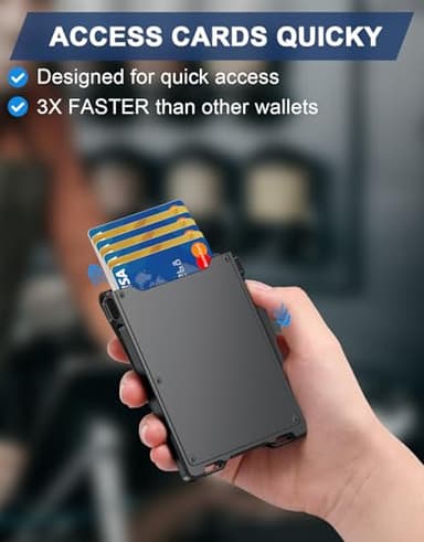 GHUKY Wallet for Men, Minimalist Slim Mens Wallet with Money Clip, RFID Blocking Smart Pop Up Card Wallet with ID Window, Compact Bifold Wallet, Metal Aluminum Credit Card Holder - Image 2