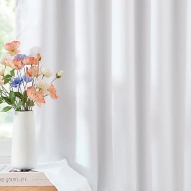 Greyish White Full Blackout Curtains 84 Inches Long, Light Blocking Back Tab and Rod Pocket Thermal Insulated Curtains with White Coating, White Bedroom Window Panels,52 by 84,2 Pieces - Image 2