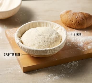 Banneton Bread Proofing Basket, Kook, Sourdough Proofing Bread Basket, Bread Banneton Proofing, Artisan Sourdough Making Baskets, 9 Inch Rattan Baskets and Cloth Liners, Set of 2, Round - Image 4