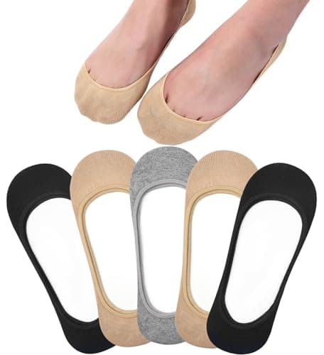 Toes Home No Show Socks Womens, Ultra Low Cut Liners Non Slip Footies for Flats Hidden Invisible Boat Summer 5 Pairs - Image 1