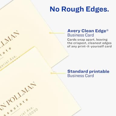 Avery Clean Edge Printable Business Cards with Sure Feed Technology, 2" x 3.5", Ivory, 200 Blank Cards for Laser Printers (5876) - Image 4