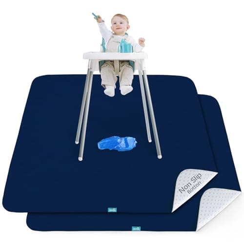 Splat Mat 2 Pack for Under High Chair & Arts & Crafts & Eating Mess, Waterproof 42''×46'' Baby Playtime Anti-Slip High Chair Mat for Floor or Table, Reusable & Portable Splash Mat for Under High Chair - Image 1