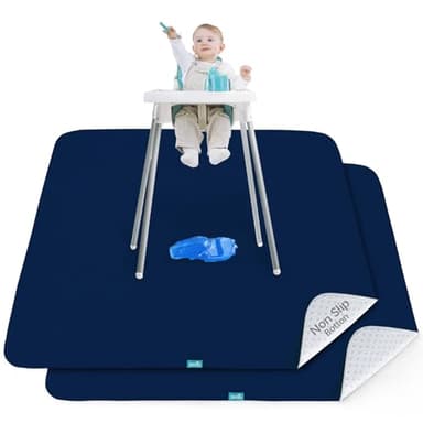 Splat Mat 2 Pack for Under High Chair & Arts & Crafts & Eating Mess, Waterproof 42''×46'' Baby Playtime Anti-Slip High Chair Mat for Floor or Table, Reusable & Portable Splash Mat for Under High Chair - Image 1