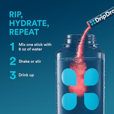 DripDrop Hydration Packets - Fruit Punch - Single Serve Electrolytes Powder Drink Mix - Non-GMO, Gluten Free, Vegan - 32 Sticks - Image 3
