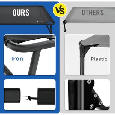 ABCPET Elevated Dog Bed, Outdoor Dog Bed Large Raised Cooling Pet Beds Cots Waterproof Stable and Easy Assembly, Teslin Fabric with 1.2mm Thick Iron Frame, Breathable, Ultra-Sturdy，Grey, 42”*28“*8” - Image 3