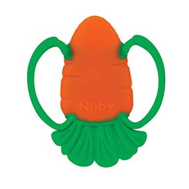 Nuby Veggie Teether for Teething Relief - Soft Baby Teething Toy for 3+ Months - Carrot - Image 1