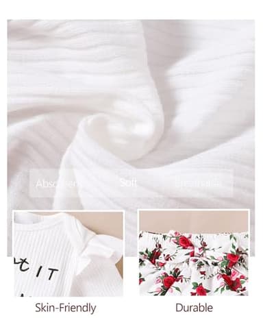 Mioglrie Baby Girl Clothes 12-18 Month Infant Summer Outfits Newborn Ruffle Sleeve Rompers White Floral Skirt Shorts Set Cute Baby Girls' Clothing - Image 5