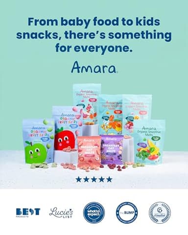 Amara Breakfast Oat Melts - Organic Toddler Snack - Single Serve Fiber-Packed Oat Bites with Real Fruit, No Added Sugar, Quick Dissolving, Strawberry - 12 Pack - Image 6