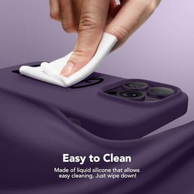 GONEZ for iPhone 14 Pro Case, Compatible with Magsafe, with Screen Protector + Camera Lens Protector, Soft Anti-Scratch Microfiber Lining, Shockproof Liquid Silicone Phone Cover, Deep Purple - Image 9