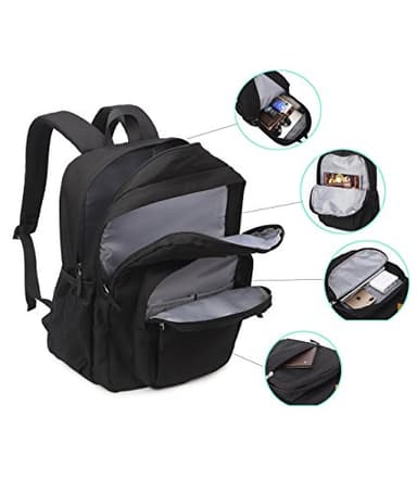 abshoo Classical Basic Womens Travel Backpack For College Men Water Resistant Bookbag (Black) - Image 8