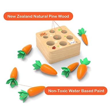 Montessoritoys for 1 Year Old, Wooden Toys Developmental Shape Sorting & Matching Puzzle Carrots Harvest Game, Birthday Gifts for Toddlers Babies Boys and Girls 6-12 Months Christmas - Image 4