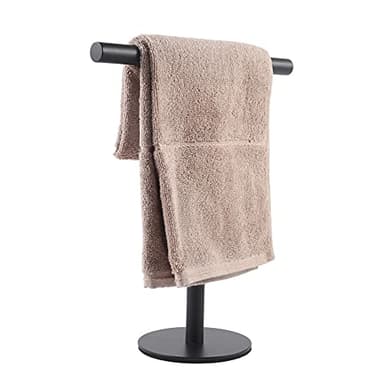 Bathroom Hand Towel Holder Stand，T-Shape Hand Towel Holder Stand SUS304 Stainless Steel Matte Black for Bathroom，Kitchen or Vanity Countertop - Image 1