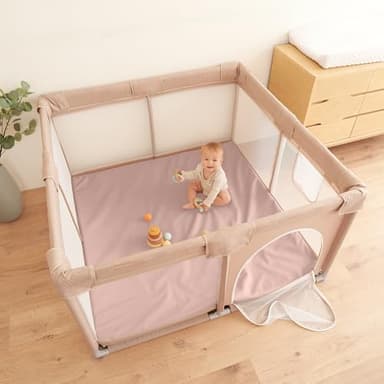 Stylish Vegan Leather Baby Play Mat - Soft, Easy to Clean Floor Mat Creates A Safe Play Area for Your Baby - The Perfect Modern Foam Playmat Fits Nicely with Your Kids Playroom Or Home Decor - Image 2