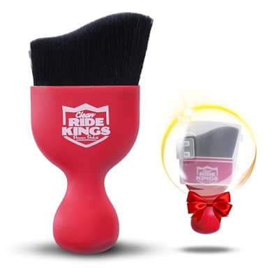 RIDE KINGS Car Detailing Brush,Auto Soft Hair Duster Interior with Curved Dirt Dust Collectors,Automotive Care，Gifts for Men Women(Red)-1pack - Image 7
