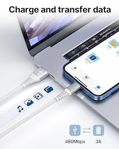 Aioneus Long iPhone Charger Cords 10ft 2Pack MFi Certified USB A to Lightning Cable Fast Charging Nylon Braided Long iPhone Cable for iPhone 14 13 12 11 XR XS X 8 7Plus 6 - Image 5