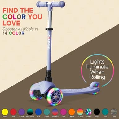 Gray Mini 3 Wheel Scooter for Kids – Lean-to-Steer Kick Scooter with LED Light-Up Wheels, Adjustable Handlebar, Wide Anti-Slip Deck, Smooth PU Wheels, Rear Foot Brake – Suitable for Ages 2+ - Image 7