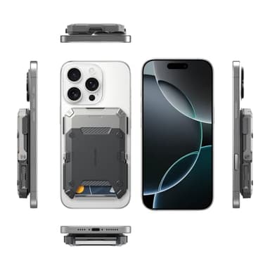 SUPCASE for MagSafe Wallet with Stand, Magnetic Wallet for Men, [Hold 5 Cards] [Adjustable Stand] [RFID Blocking] Phone Stand Credit Card Holder Tripod for iPhone 17/16/15/14/13/12 Series, Silver - Image 8