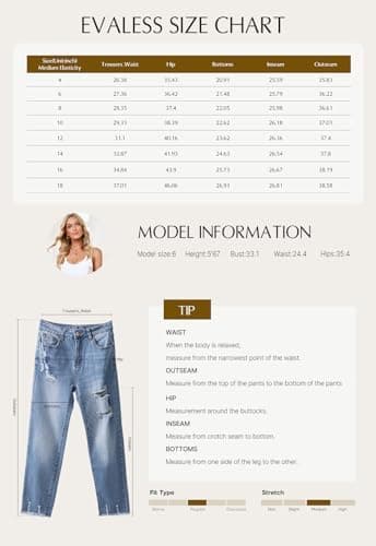 EVALESS Women's High Waisted Tummy Control Straight Ankle Ripped Jeans - Image 6