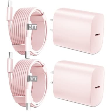 Phone 17 16 15 Charger Fast Charging Type C Chargers USB C Fast Charger Block & Phone 17 Charger Cord 3FT Long USB C Charging Cable for Phone 17/17 Pro/17 Pro Max/Air/Phone 16 15 Pro Max,Pink - Image 1