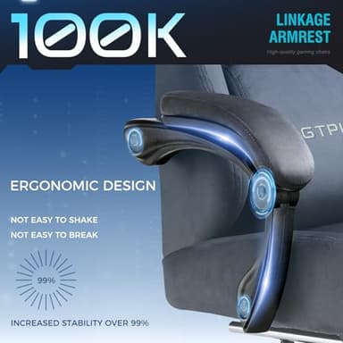 GTPLAYER Gaming Chair Fabric with Pocket Spring Cushion, Big and Tall Gamings Chairs 350LBS High Back Computer Chair with Footrest for Adults Lumbar Support Swivel Game Chair for Office Light Gray - Image 7