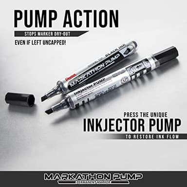 Pentel Markathon Pump Permanent Marker, Chisel Tip, Assorted Colors, 4 Pack (NLF60XBP4M) - Image 8