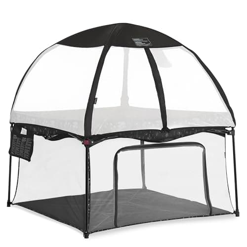 Dream On Me Ziggy Square Playpen with Canopy – Black/White, Spacious Baby Play Yard, UV and Bug Protection, Padded Floor, Foldable and Travel-Friendly - Image 1