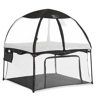 Dream On Me Ziggy Square Playpen with Canopy – Black/White, Spacious Baby Play Yard, UV and Bug Protection, Padded Floor, Foldable and Travel-Friendly - Image 1