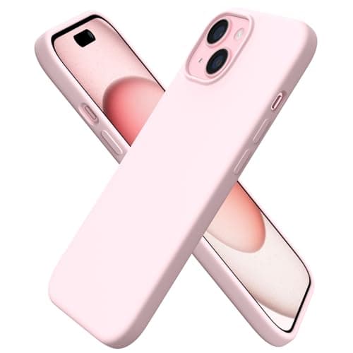 ORNARTO Compatible with iPhone 15 Case 6.1, Slim Liquid Silicone 3 Layers Full Covered Soft Gel Rubber Phone Case, Anti-Scratch Shockproof Protective Cover 6.1 Inch, Chalk Pink - Image 1