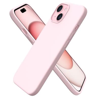 ORNARTO Compatible with iPhone 15 Case 6.1, Slim Liquid Silicone 3 Layers Full Covered Soft Gel Rubber Phone Case, Anti-Scratch Shockproof Protective Cover 6.1 Inch, Chalk Pink - Image 1
