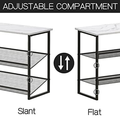 Garden 4 you 3 Tiers White Marble Shoe Rack,Freestanding Organizer Multi-Purpose Adjustable Flat and Slant Storage Rack Shoe Shelf, High Heels Potted Plant for Entryway Hallway Living Room Closet - Image 4