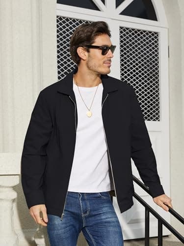 TACVASEN Mens Jacket Lightweight Windbreaker Jacket Business Casual Stylish Zip Up Work Coat for Fall and Spring Black - Image 3