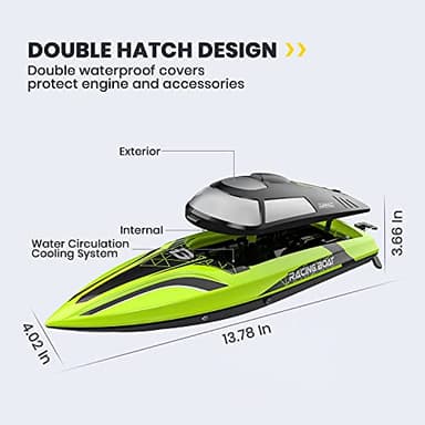 DEERC RC Boat with LED Light, 30+ Mins, Self Righting Remote Control Boat for Pools & Lakes, 20+ MPH, 2.4GHz Racing Boats, 2 Battery, Pool Toys for Kids, Radio Controlled Watercraft - Image 8
