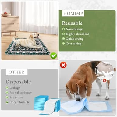 Homimp Washable Pee Pads for Dogs, 2 Pack Reusable Puppy Pads Waterproof, Absorbent and Leakproof Dog Pee Pads, Non Slip Puppy Training Pads, Pet Mat for Floor, Crate, Couch, Whelping,Green, 24"x36" - Image 7