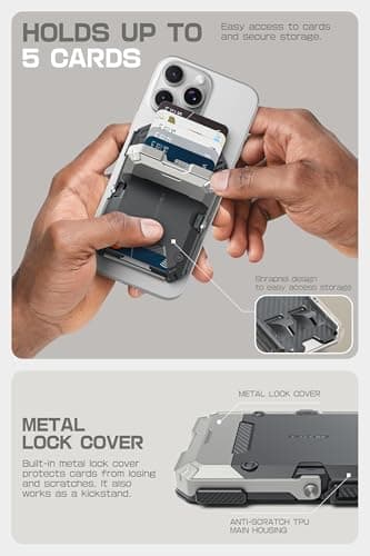 SUPCASE for MagSafe Wallet with Stand, Magnetic Wallet for Men, [Hold 5 Cards] [Adjustable Stand] [RFID Blocking] Phone Stand Credit Card Holder Tripod for iPhone 17/16/15/14/13/12 Series, Silver - Image 4