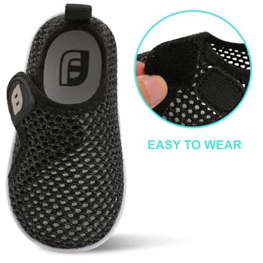 JOINFREE Water Shoes Unisex-Child Boys Girls Athletic Walking Sneakers Shoes for Kids Mesh BlackGrey 2.5-3 Years Toddler - Image 2