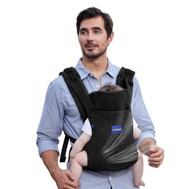 YEMKEZO Baby Carrier Newborn to Toddler,Newborn Carrier with Head Support, Cozy Baby Holder Carrier for Dad Mens (Summer-Black) - Image 3