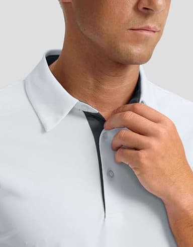 Men's Golf Shirts Dry Fit Moisture Wicking Performance Short Sleeve Collared Polo Shirts for Casual Tennis Bussiness (White, S) - Image 4