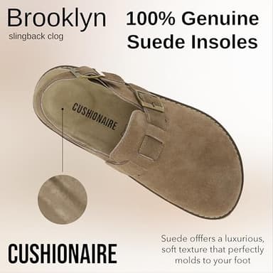 CUSHIONAIRE Brooklyn Suede Womens Slides– Comfortable Clog Mules with Adjustable Buckles – Summer Shoes for Women,Taupe 7.5 - Image 5