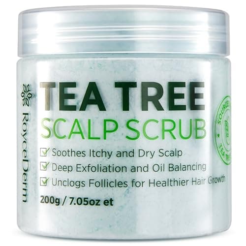 Roycederm Tea Tree Scalp Scrub: Anti Fungal Pre Shampoo, Itchy Relief Scalp Treatment for Dandruff, Psoriasis & Seborrheic Dermatitis - Gently Exfoliator, Relieves Dryness, Promotes Hair Growth - Image 1