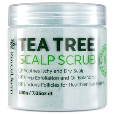 Roycederm Tea Tree Scalp Scrub: Anti Fungal Pre Shampoo, Itchy Relief Scalp Treatment for Dandruff, Psoriasis & Seborrheic Dermatitis - Gently Exfoliator, Relieves Dryness, Promotes Hair Growth - Image 1