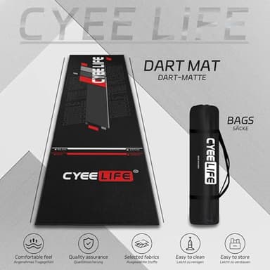CyeeLife Darts Mat,297 X 66cm Professional Non Slip Carpet Mats for Floor and Dart Tips Protection,Black - Image 6