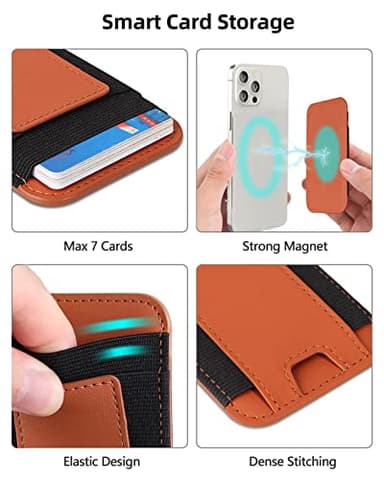 Upgraded for Magsafe Wallet, Strongest Magnetic Wallet, for iPhone Walle t Magsafe with 2 Card Slots, Magnetic Card Holder for iPhone 17/16/15/14/13/12 Series, Vegan Leather, Fit 7 Cards, Brown-2 - Image 3