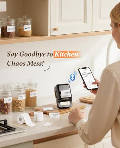 NIIMBOT B21 Inkless Label Maker, Portable Thermal Label Printer for Clothing, Address, Business, Compatible with iOS & Android, with 1 Pack 50x30mm White Label, Black - Image 3