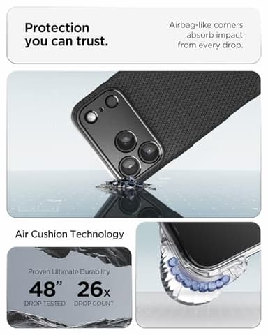 Spigen for iPhone 17 Pro Max Case, Liquid Air [TPU Covered Camera Control] [No Magnet Ring] [Military-Grade Protection] - Matte Black - Image 6
