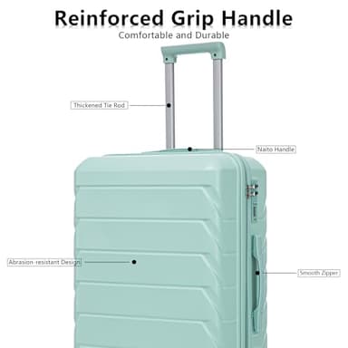 Merax Luggage Sets 3 Piece, Hardshell Suitcase with TSA Lock Double Spinner Wheels, Green, 20/24/28 Inch - Image 3