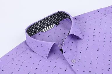 Alex Vando Mens Printed Dress Shirts Easy Care Long Sleeve Button Down Shirt,Purple 6370,XL - Image 4